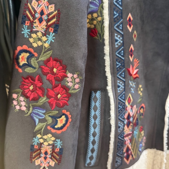 Johnny Was Maravilla Faux Suede Motto Jacket Charcoal - Picture 5 of 12